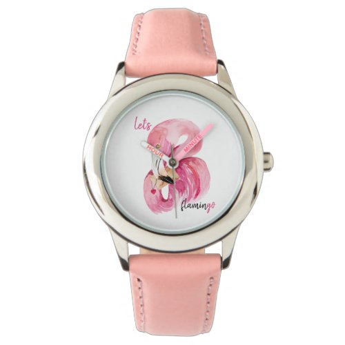 Modern Exotic Pink Let's Flamingo Watercolor   Watch