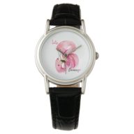 Modern Exotic Pink Let's Flamingo Watercolor  Watch