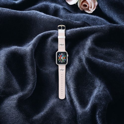 Monogram Brush Script Blush Pink Apple Watch Band
