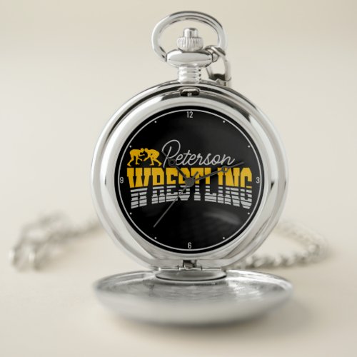 Personalized NAME Wrestling School Team Wrestler Pocket Watch