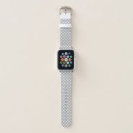White Polka Dots on Chrome Grey Apple Watch Band